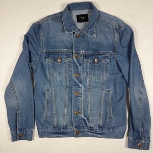 Triot Los Angeles Womens Denim Trucker Jacket Medium Wash Blue Cotton E8R053466